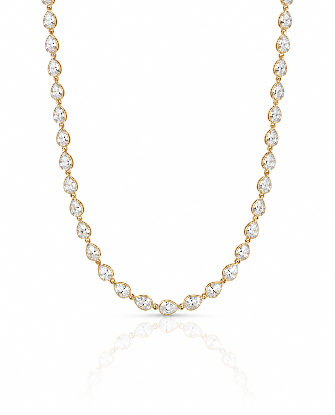 Exquisite Pear Cut Diamond Tennis Necklace in Gold