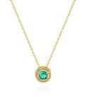 Silver Emerald Halo Necklace - Dainty Jewelry
