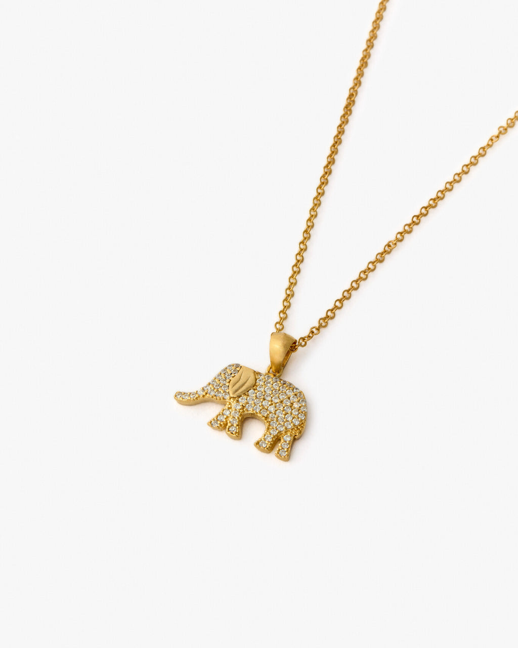Gold Elephant Necklace with Cubic Zirconia – Lucky Animal Pendant Jewelry - 18k Gold Vermeil