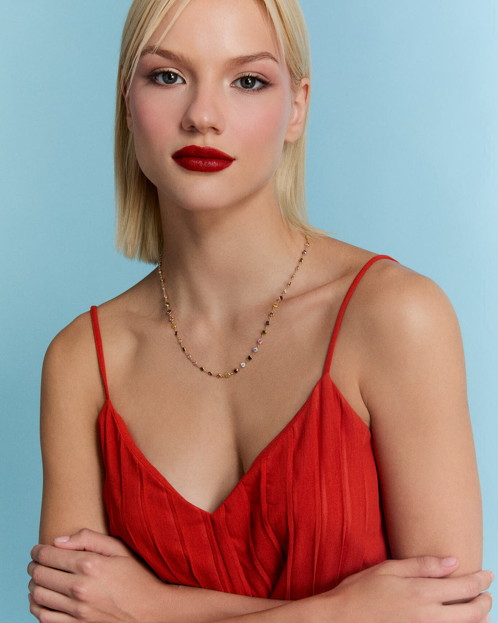 Multi Stone Necklace - 925k Sterling Silver