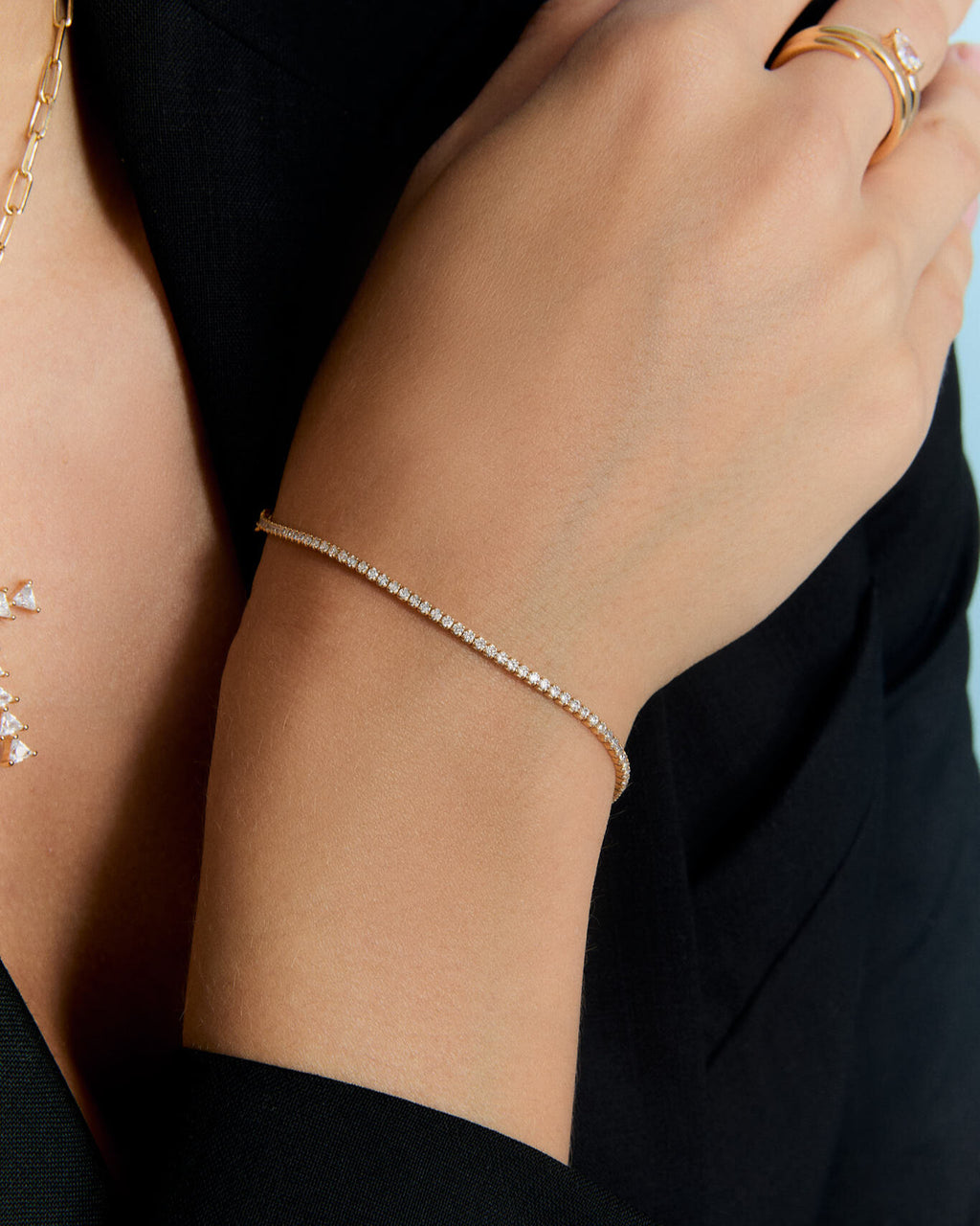 Cubic Zirconia 2mm Tennis Bracelet Classic Elegance - 18k Gold Vermeil