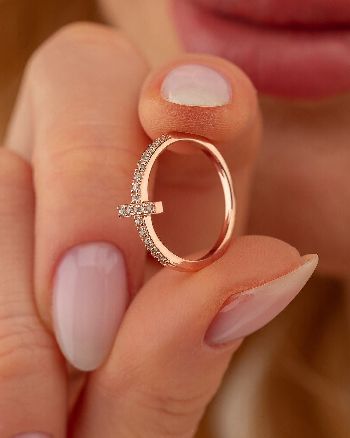 Cross Ring, Rose Gold Dainty Ring