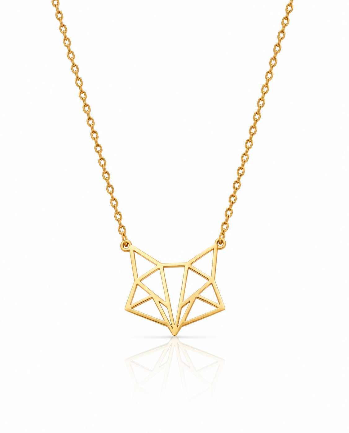 Geometric Origami Fox Necklace - 925k Sterling Silver