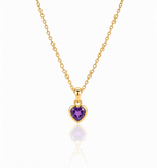 Gold Amethyst Heart Pendant Necklace | Dainty Gemstone Jewelry