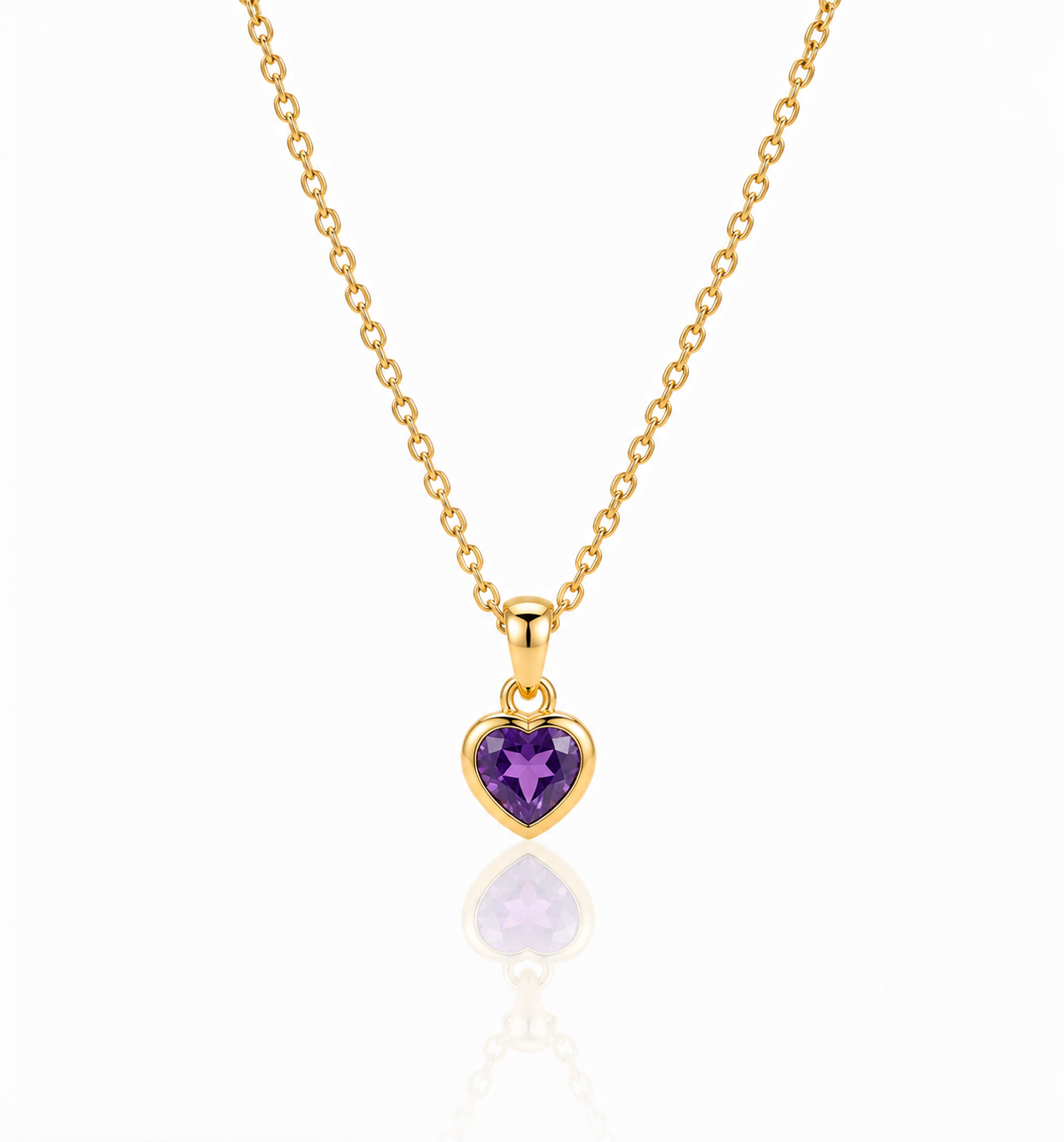 Gold Amethyst Heart Pendant Necklace | Dainty Gemstone Jewelry