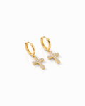 Gold Cross Hoop Earrings, Religious Jewelry