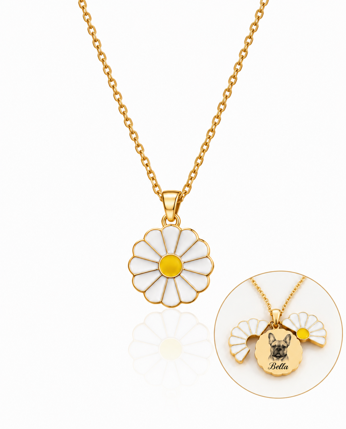 Gold Daisy Enamel Pendant Necklace | Dainty Floral Jewelry