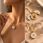 Gold Daisy Enamel Pendant Necklace | Dainty Floral Jewelry
