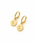 Gold Flower Charm Dangle Hoop Earrings | Minimalist Floral Jewelry