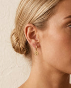 Gold Flower Charm Dangle Hoop Earrings | Minimalist Floral Jewelry