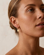 Gold Flower Charm Dangle Hoop Earrings | Minimalist Floral Jewelry