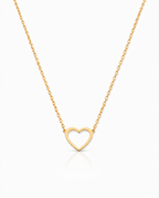 Gold Heart Necklace, Dainty Heart Pendant - 925k Sterling Silver