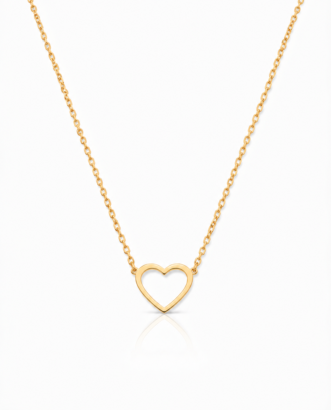Gold Heart Necklace, Dainty Heart Pendant - 925k Sterling Silver