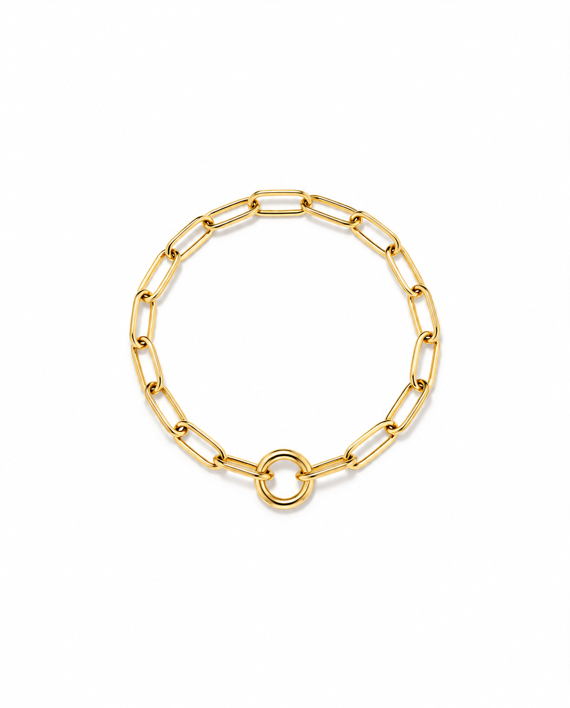 Gold Link Chain Bracelet with Circle Clasp