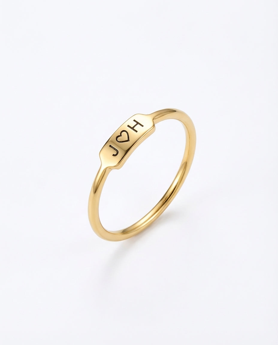 Personalized Gold Initial Ring - Custom Engraved Jewelry Gift