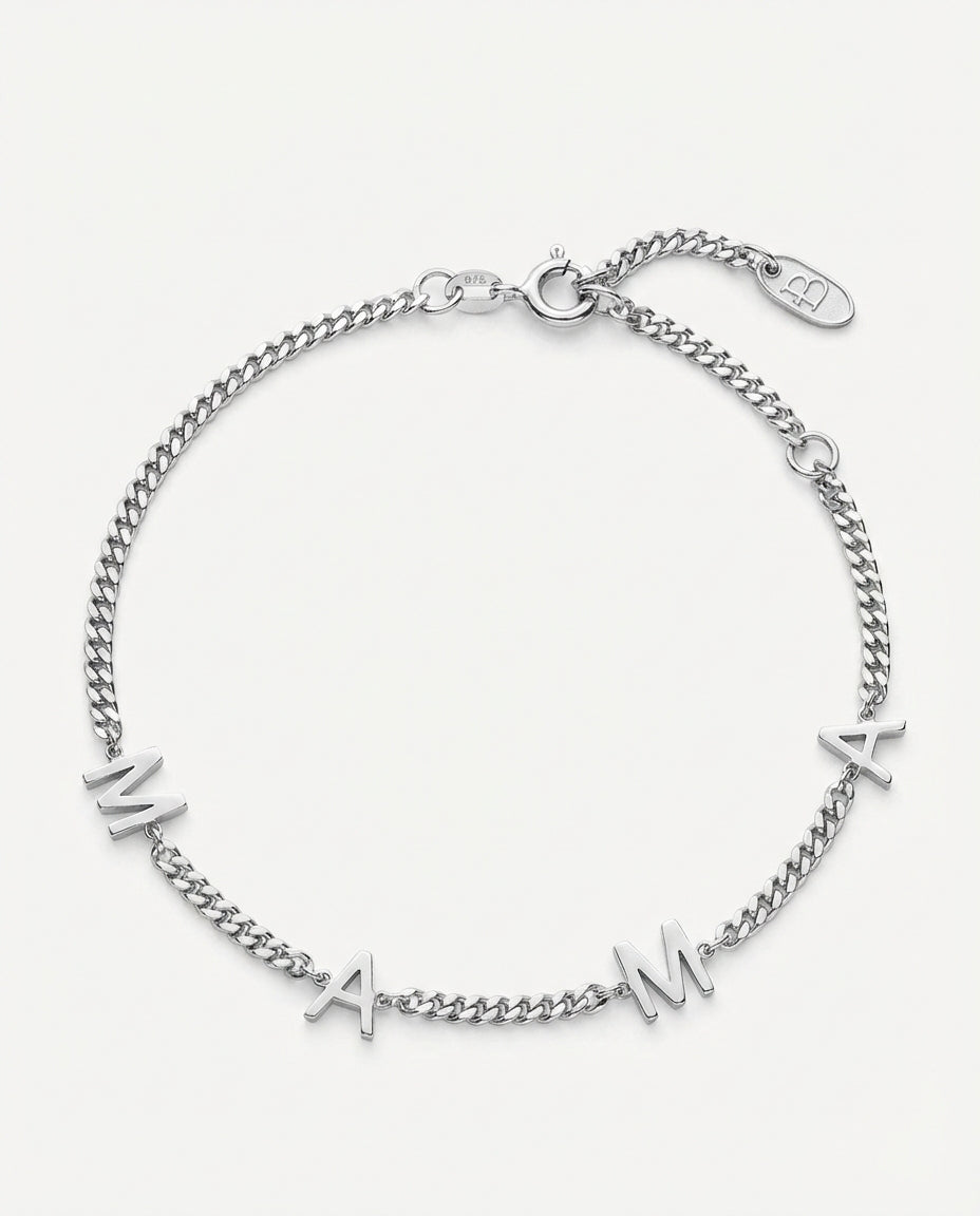 MAMA Letter Bracelet with Curb Chain - Mother Jewelry