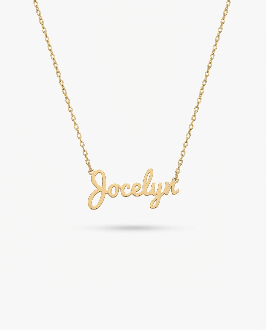 Custom Name Necklace, Personalized Gold Name Jewelry - 925k Sterling Silver