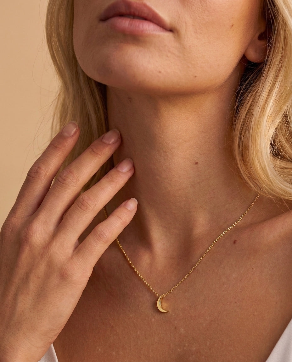 Gold Crescent Moon Necklace | Dainty Celestial Jewelry