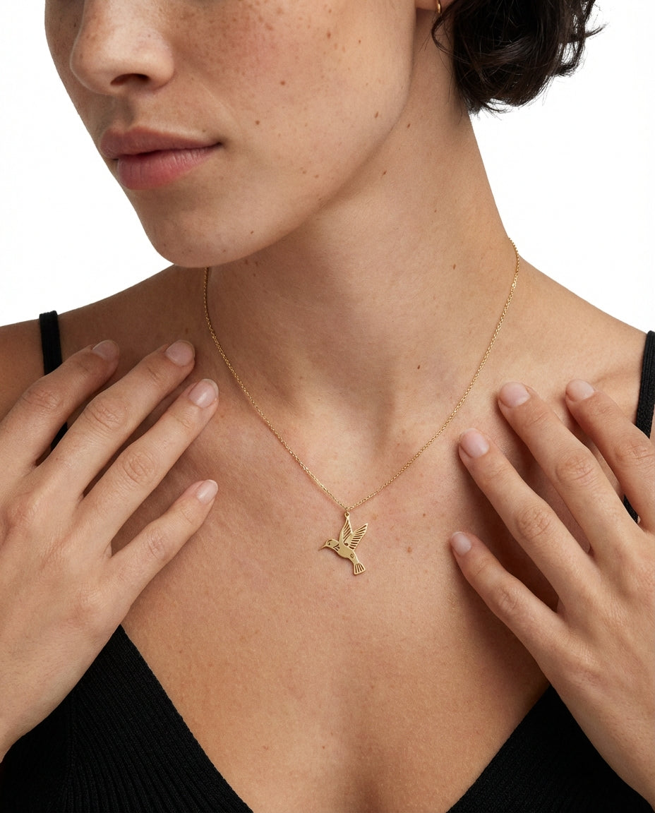 Minimal Mockingbird Necklace, Lucky Talisman - Dainty Jewelry