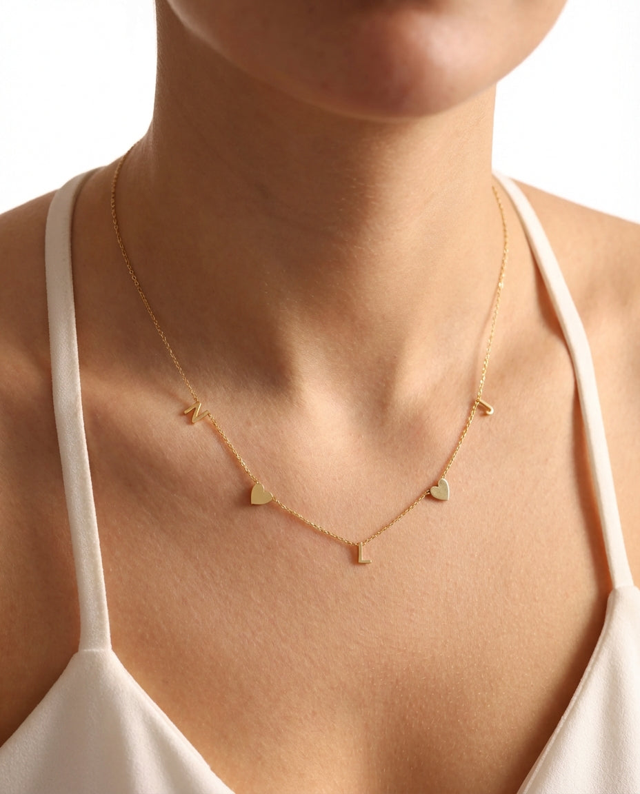 Personalized Gold Name Necklace - Dainty Letter Chain - Custom Jewelry Gift - 925k Sterling Silver