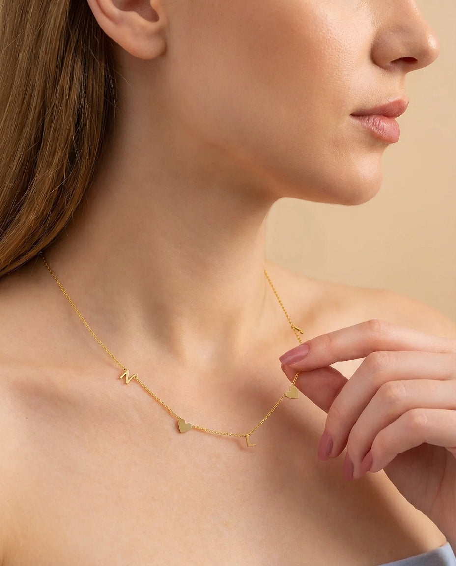 Personalized Gold Name Necklace - Dainty Letter Chain - Custom Jewelry Gift - 925k Sterling Silver