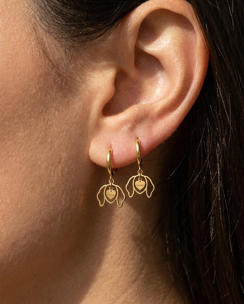 Custom Dog Name Earring - Personalized Pet Lover Gold Jewelry