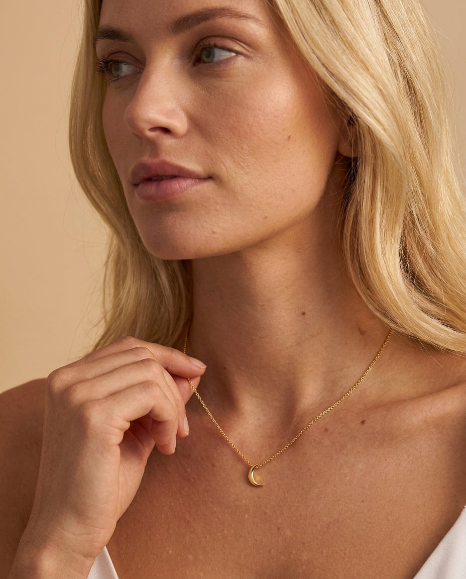 Gold Crescent Moon Necklace | Dainty Celestial Jewelry