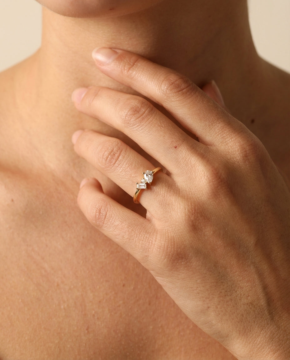 Minimalist Baguette & Oval Stone Ring
