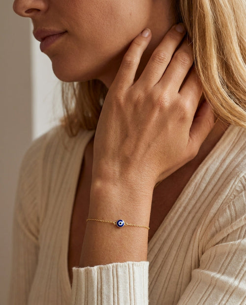 Dainty Gold Evil Eye Bracelet for Daily Protection