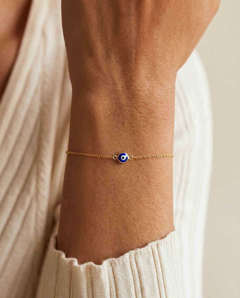 Dainty Gold Evil Eye Bracelet for Daily Protection