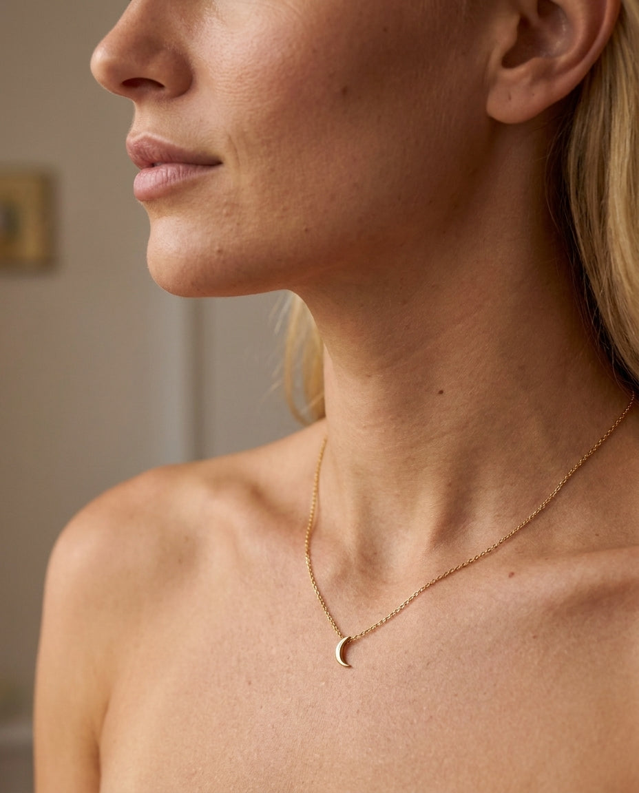 Gold Crescent Moon Necklace | Dainty Celestial Jewelry