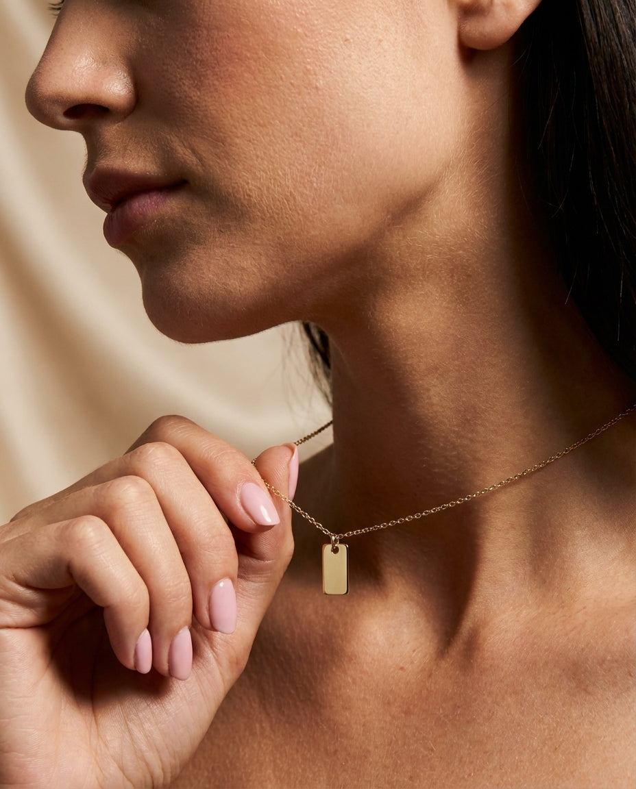 Simple Sleek Everyday Style Tag Necklace - Minimalist Jewelry