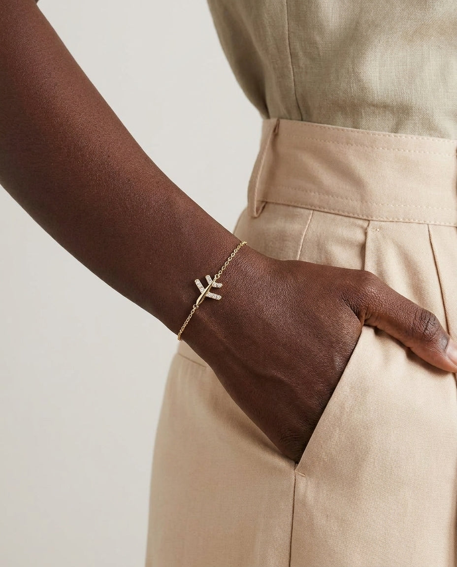 Dainty Gold Airplane Bracelet | Travel Jewelry