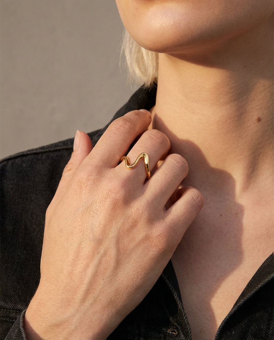 Wavy Sculptural Ring, Organic Minimalist Design