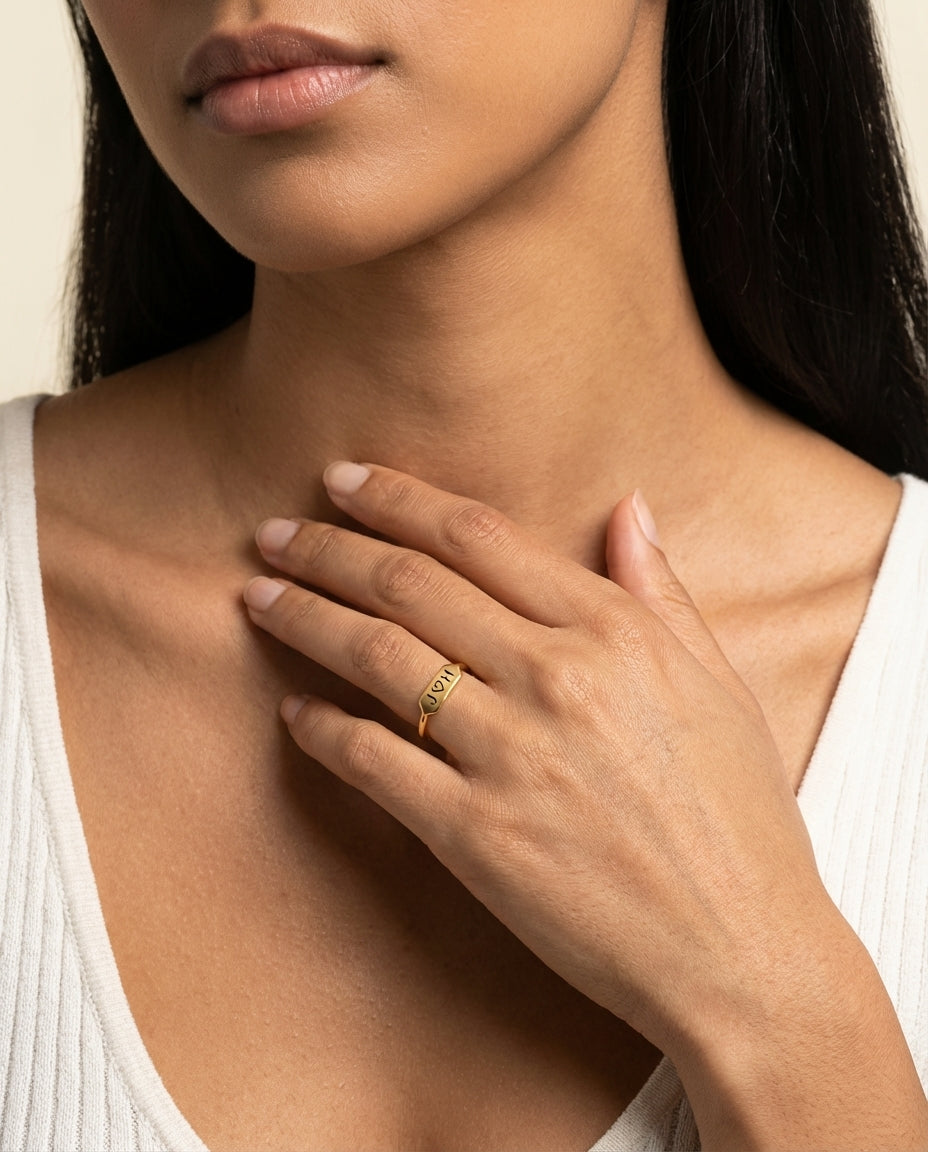 Personalized Gold Initial Ring - Custom Engraved Jewelry Gift