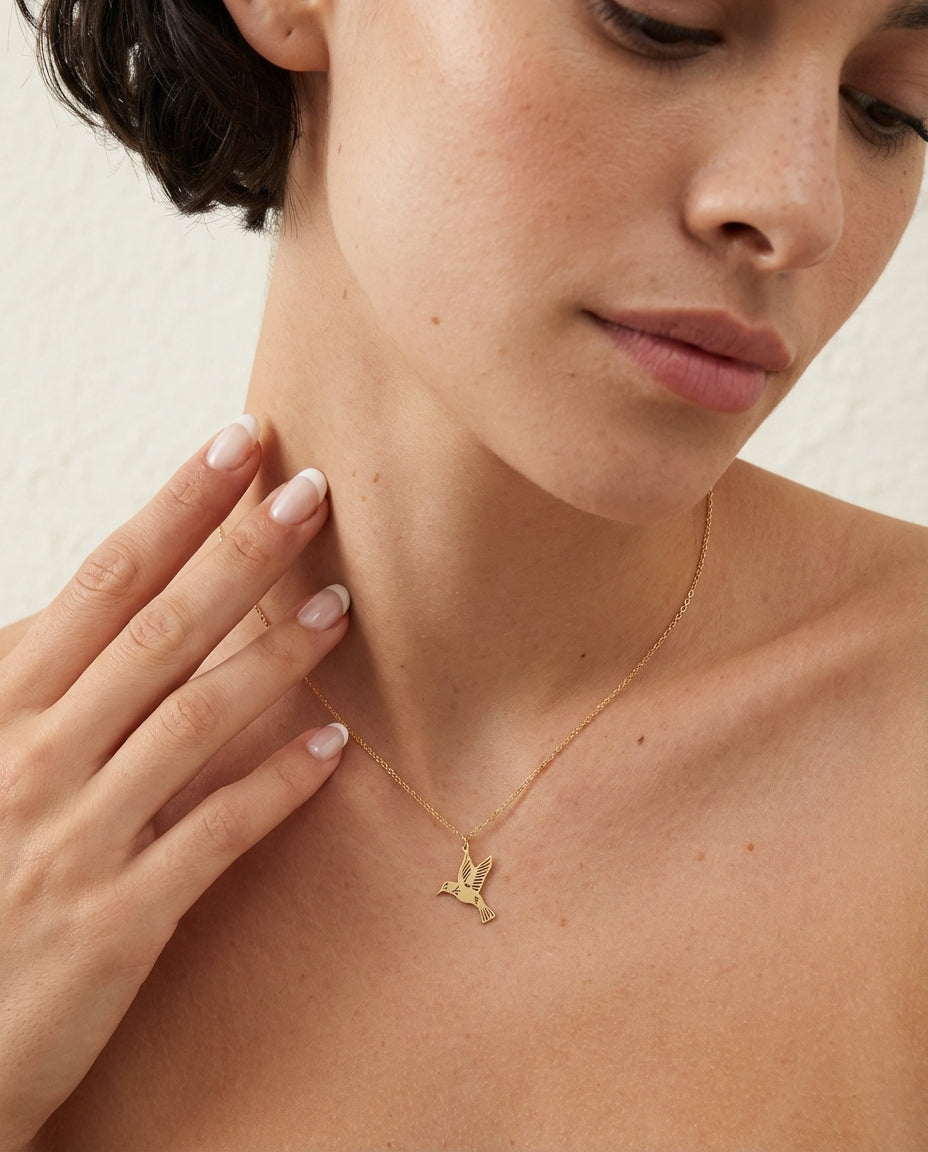 Minimal Mockingbird Necklace, Lucky Talisman - Dainty Jewelry