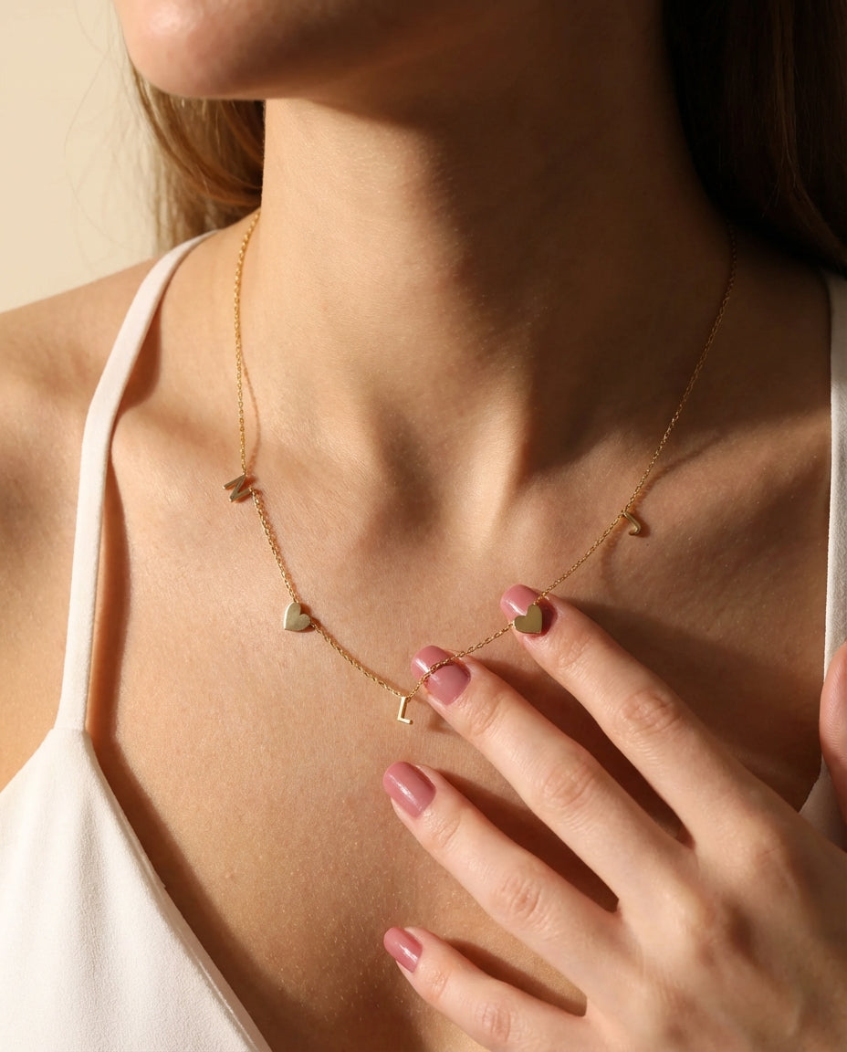 Personalized Gold Name Necklace - Dainty Letter Chain - Custom Jewelry Gift - 925k Sterling Silver