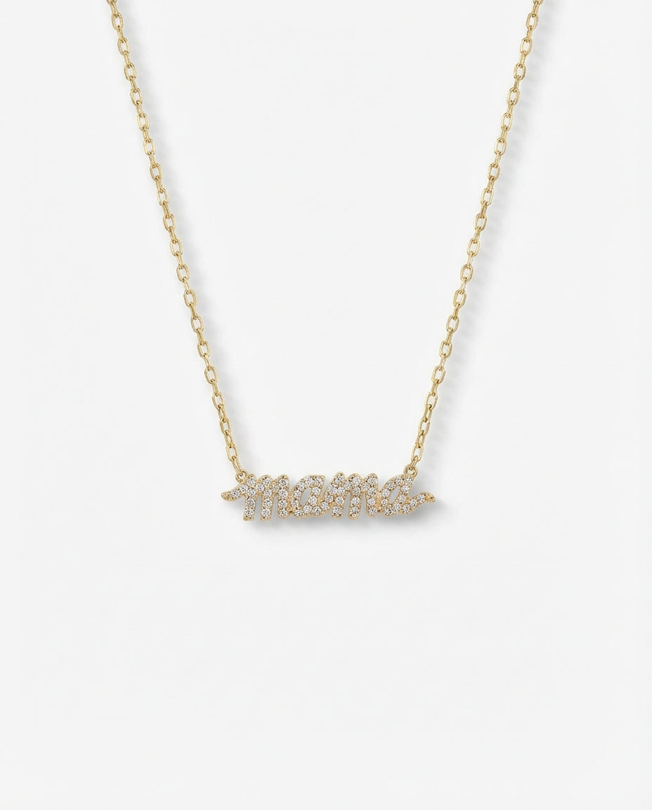 Dainty Gold mama Necklace - 925k Sterling Silver