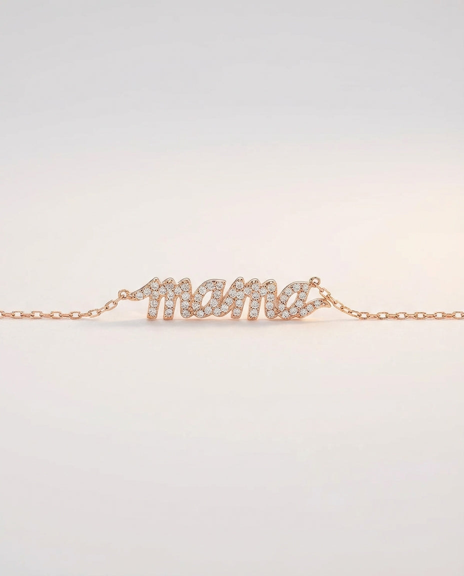 Dainty Gold mama Necklace - 925k Sterling Silver