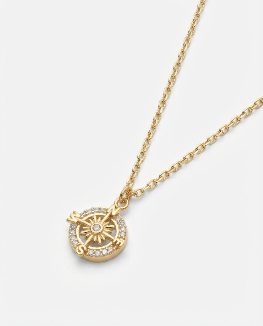 Minimalist Compass Necklace Travel Gift - Travel Jewelry