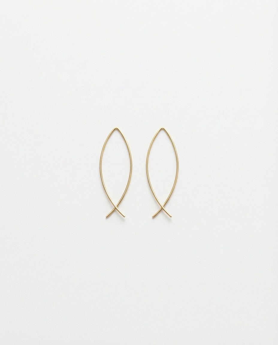 Elegant Gold Criss-Cross Arc Earrings