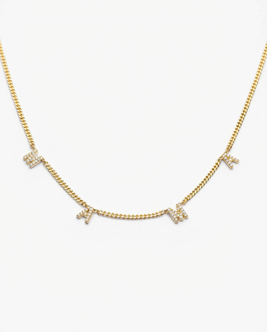 MAMA Letter Necklace with Curb Chain - Initial Jewelry