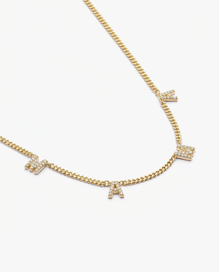 MAMA Letter Necklace with Curb Chain - Initial Jewelry