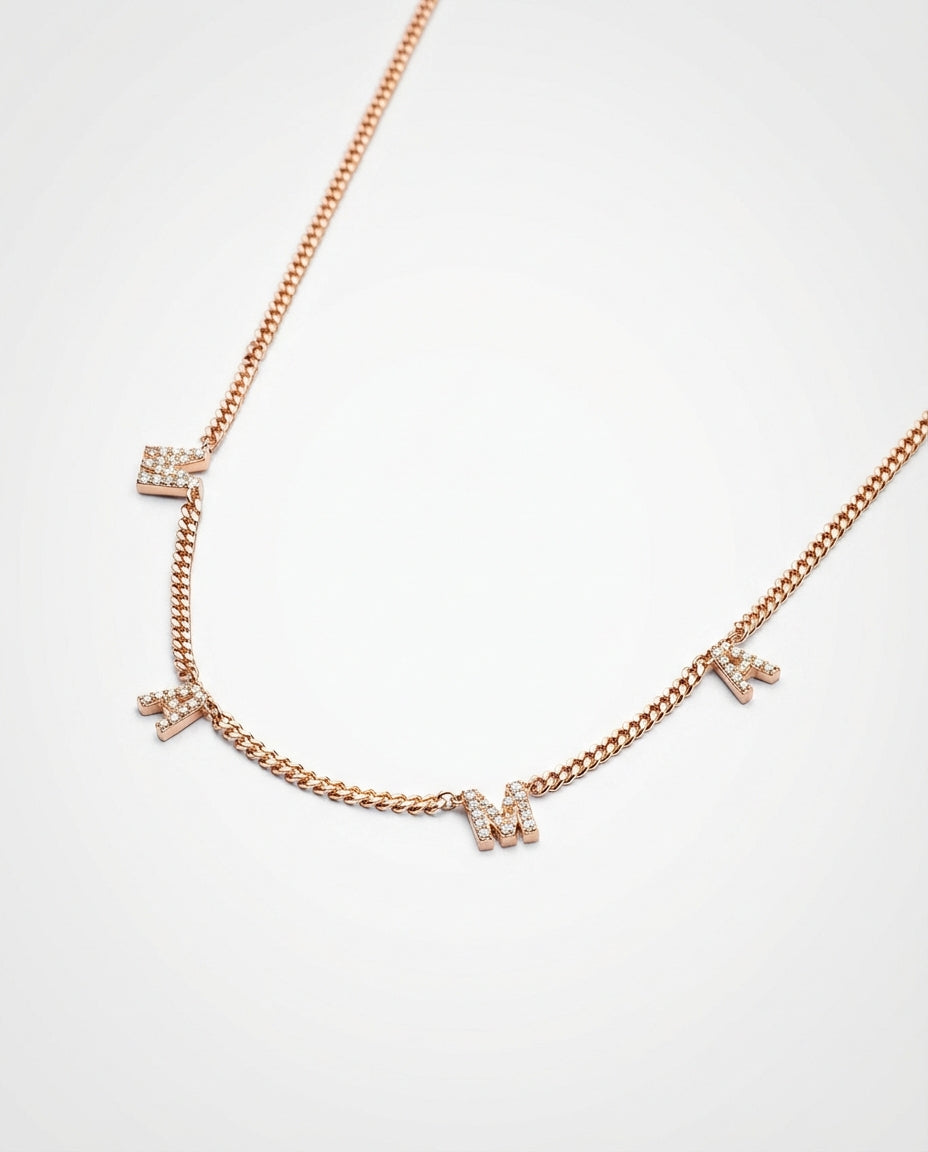 MAMA Letter Necklace with Curb Chain - Initial Jewelry