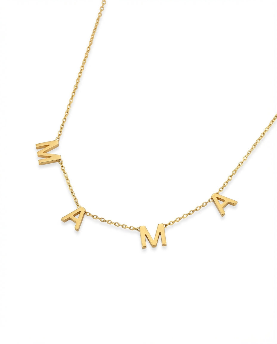 MAMA Necklace, Gold Letter Necklace - 925k Sterling Silver