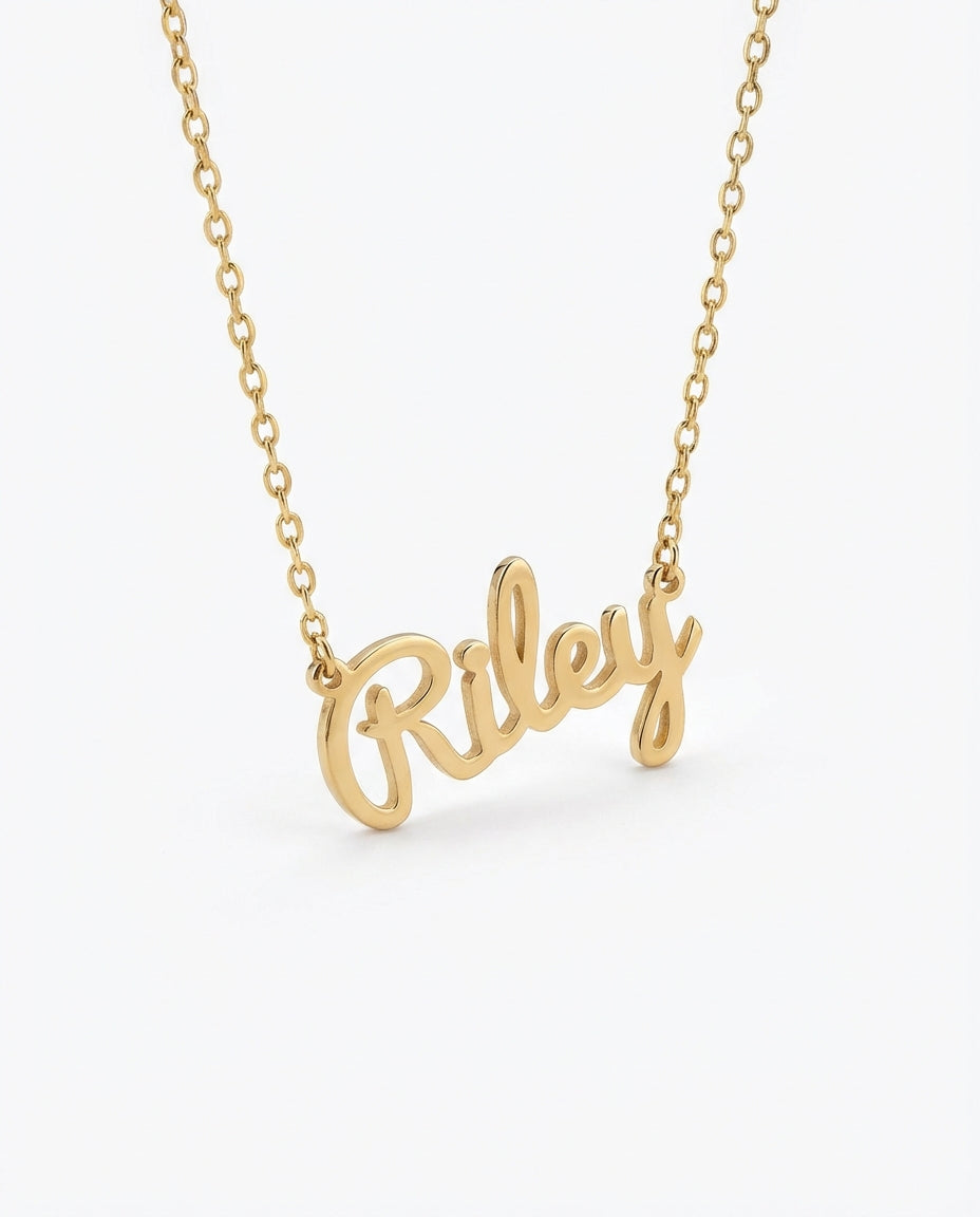 Custom Name Necklace, Personalized Gold Name Jewelry - 925k Sterling Silver