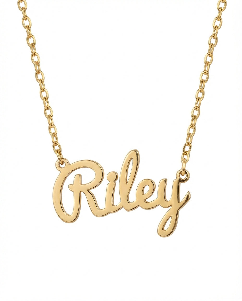 Custom Name Necklace, Personalized Gold Name Jewelry - 925k Sterling Silver