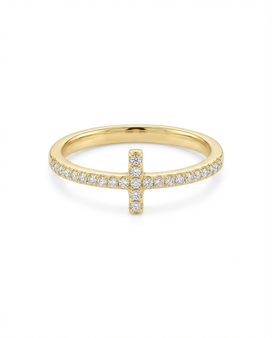 Cross Ring, Rose Gold Dainty Ring