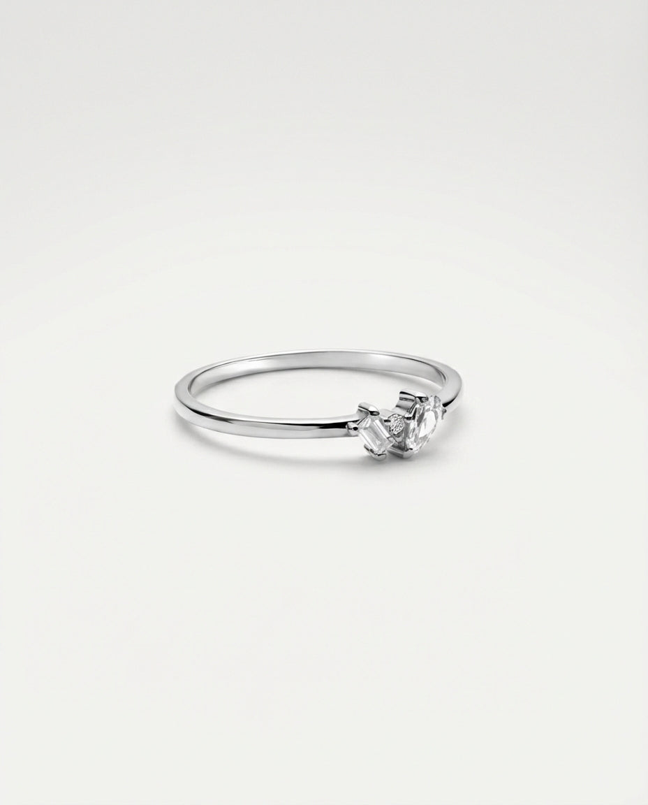 Minimalist Baguette & Oval Stone Ring