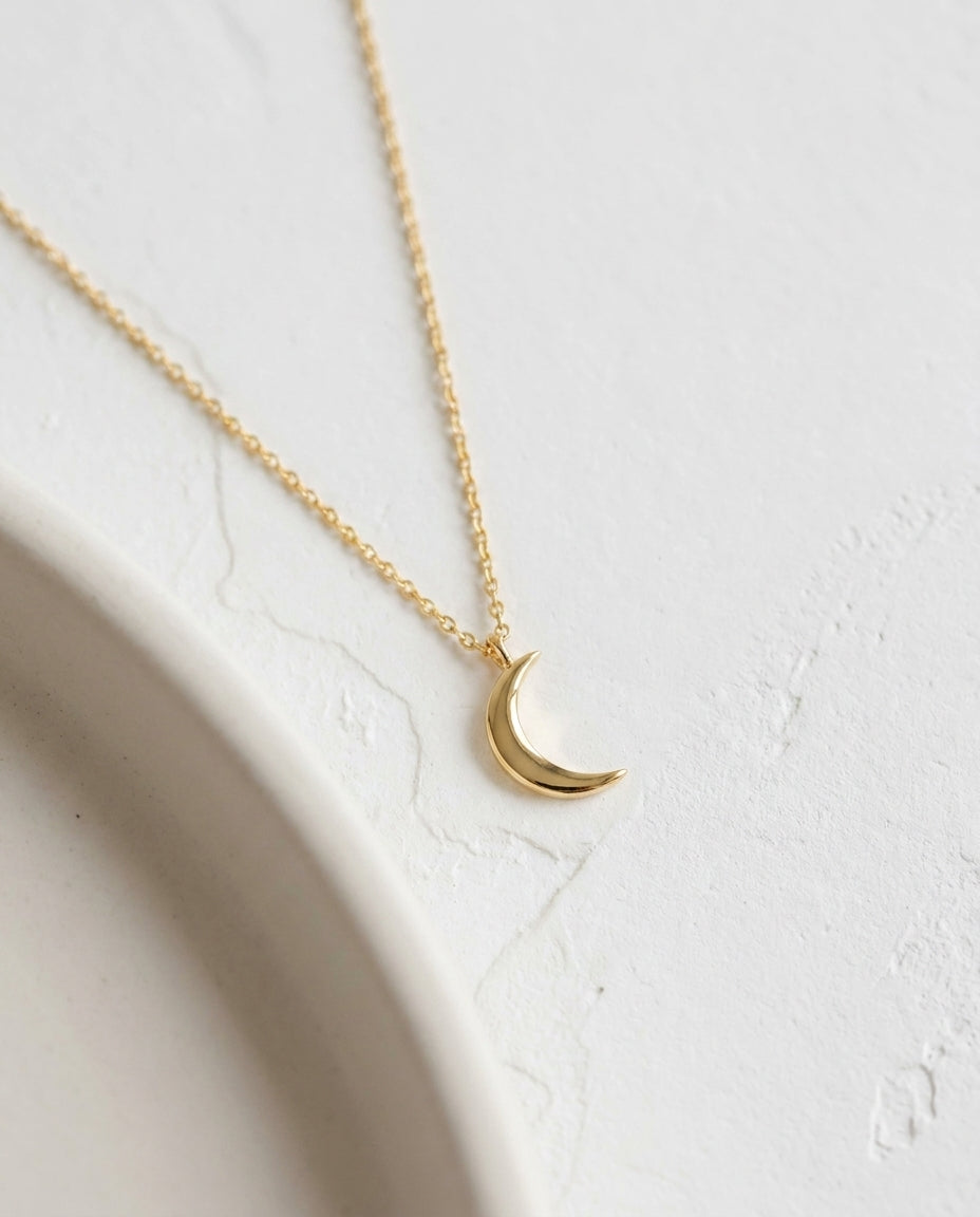 Gold Crescent Moon Necklace | Dainty Celestial Jewelry